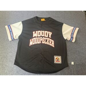 Universal Studios Woody Woodpecker Black Mesh Baseball Jersey XS